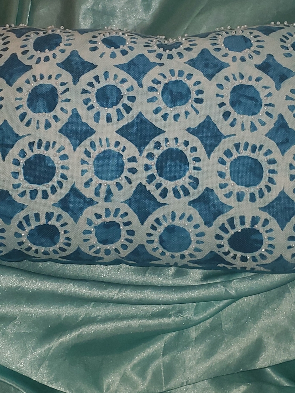 Opalhouse Blue and White Circular Geometric Accent Pillow